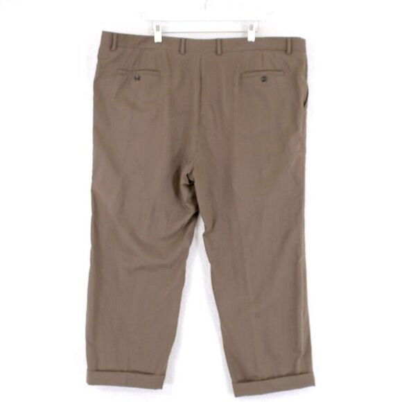 Pronto Uomo Wool Brown 47/27 Dress Pants High Rise Pleated Cuffed Lined Partiall - Picture 4 of 7